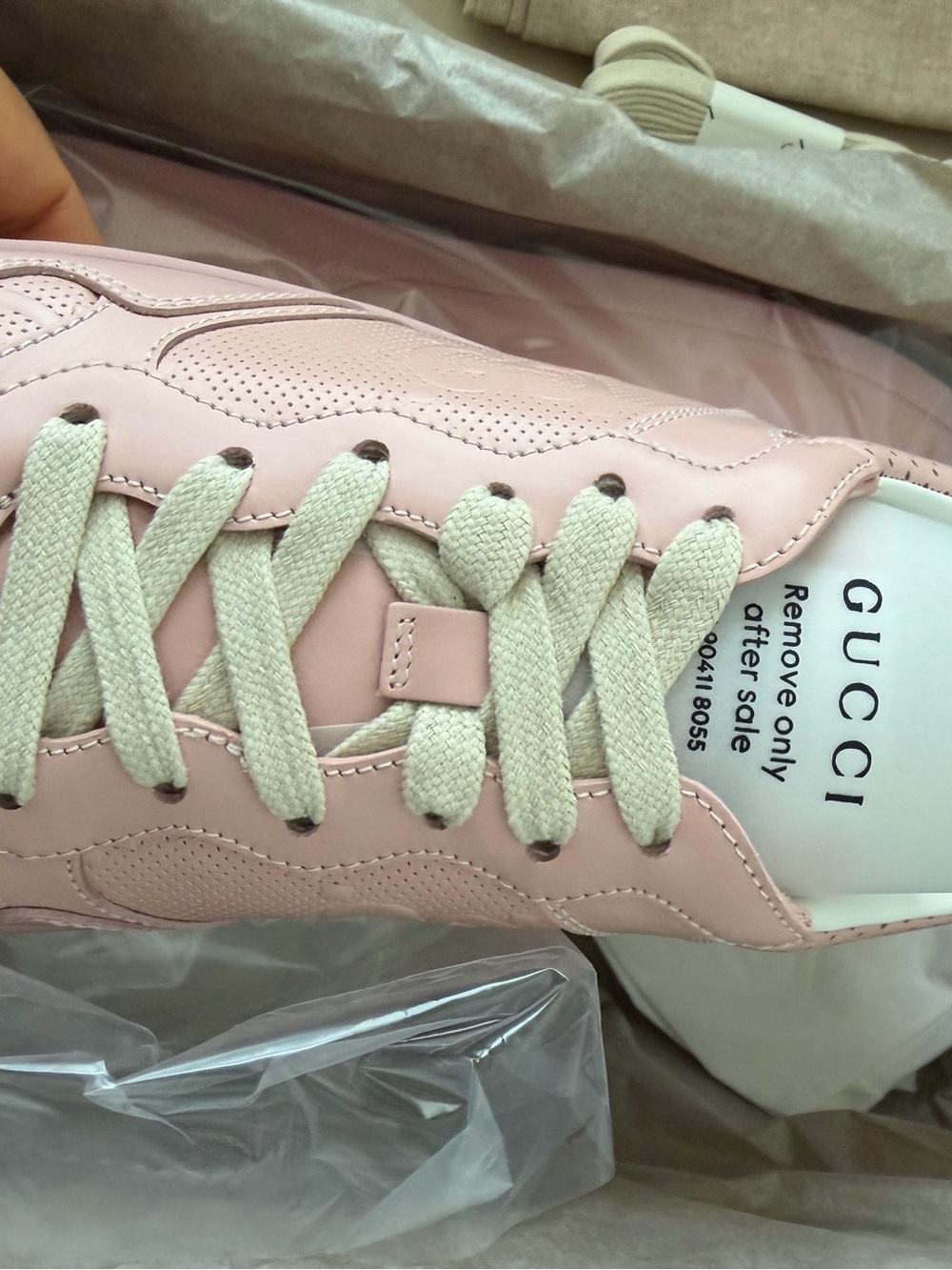 GUCCI PINK LEATHER GG SUPREME TENNIS SNEAKERS SZ 41